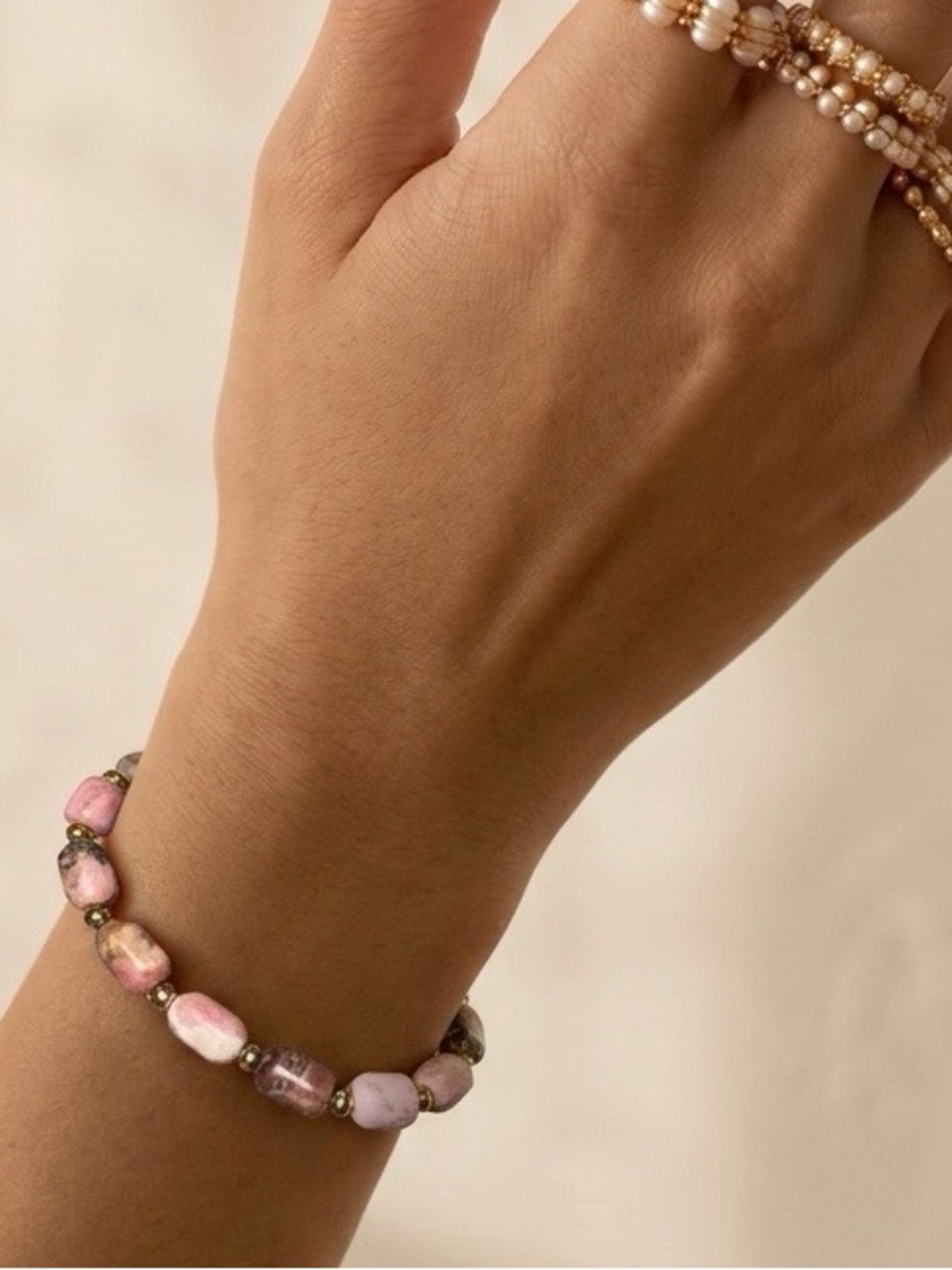 African Pink Rhodonite bracelet 💕 - Picture 4 of 5